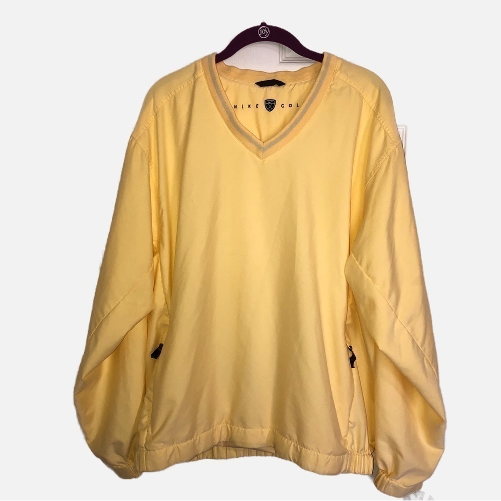 Nike Golf Mens Yellow Popover Windbreaker Style Top Size M Lined Zip Pockets